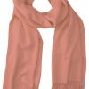 Rose Brown cashmere pashmina and silk blend full-size shawl in single-ply twill weave with 3 inches tassel.