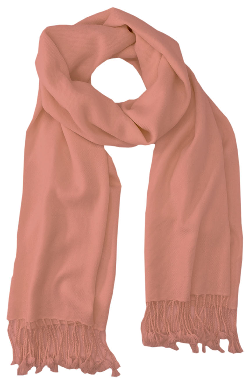 Rose Brown cashmere pashmina and silk blend full-size shawl in single-ply twill weave with 3 inches tassel. 