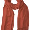Dark Rose Brown cashmere pashmina and silk blend full-size shawl in single-ply twill weave with 3 inches tassel.