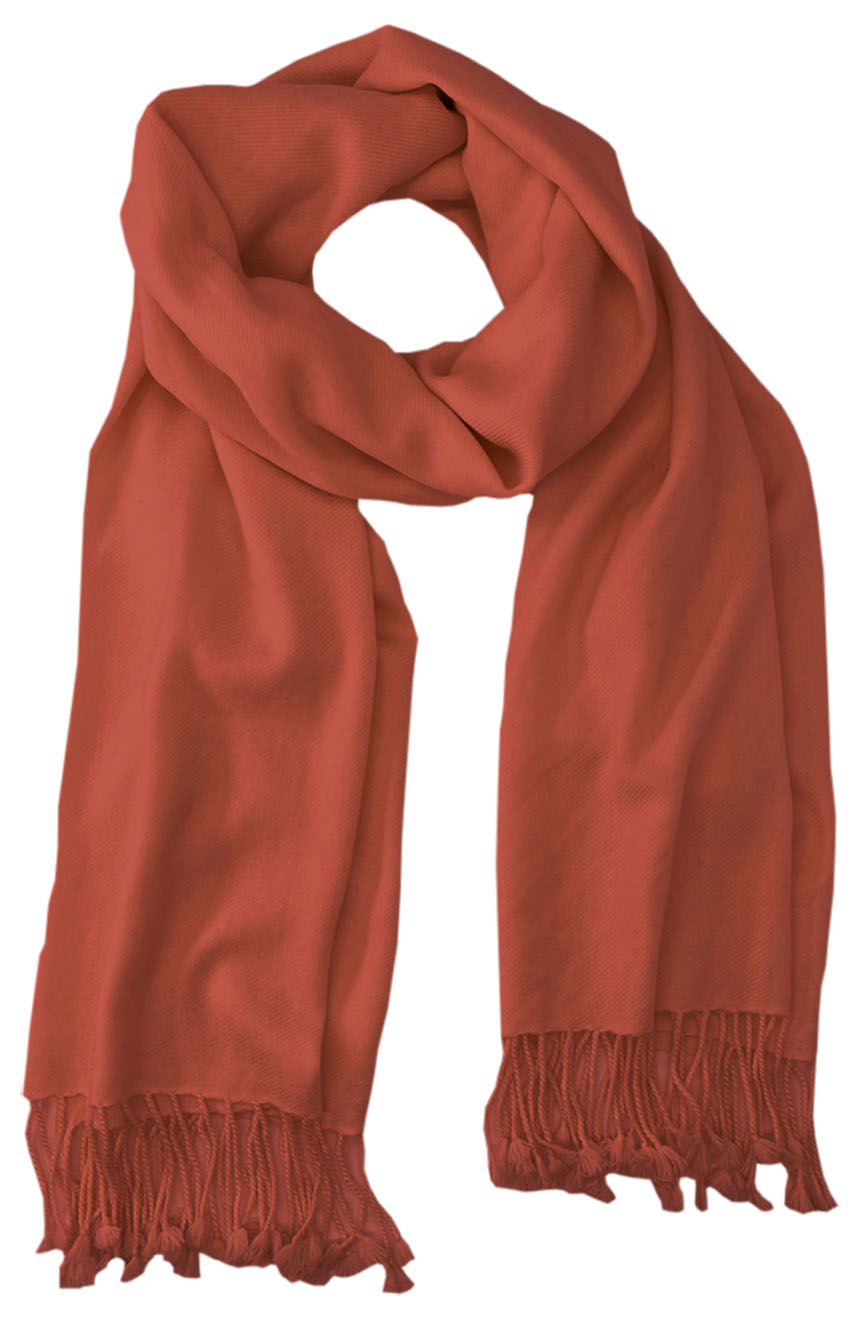 Dark Rose Brown cashmere pashmina and silk blend full-size shawl in single-ply twill weave with 3 inches tassel. 