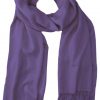 Indigo Carmine cashmere pashmina and silk blend full-size shawl in single-ply twill weave with 3 inches tassel.