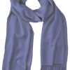 Aniline Blue cashmere pashmina and silk blend full-size shawl in single-ply twill weave with 3 inches tassel.