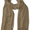 Shadow grey cashmere pashmina and silk blend full-size shawl in single-ply twill weave with 3 inches tassel.