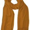 Carrot Orange cashmere pashmina and silk blend full-size shawl in single-ply twill weave with 3 inches tassel.