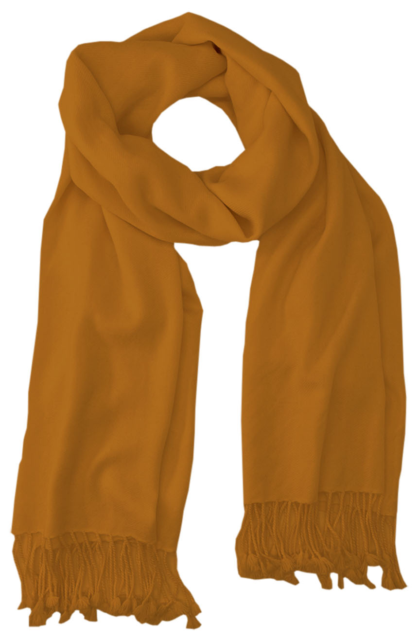 Carrot Orange cashmere pashmina and silk blend full-size shawl in single-ply twill weave with 3 inches tassel. 