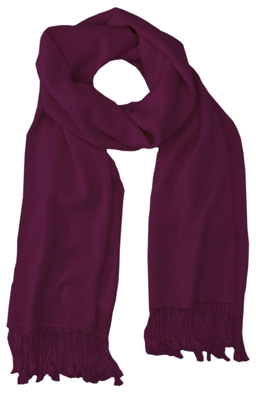 Wine berry cashmere pashmina and silk-blend full-size shawl in single-ply twill weave with 3 inches tassel. 
