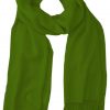 Basil green cashmere pashmina and silk blend full-size shawl in single-ply twill weave with 3 inches tassel.