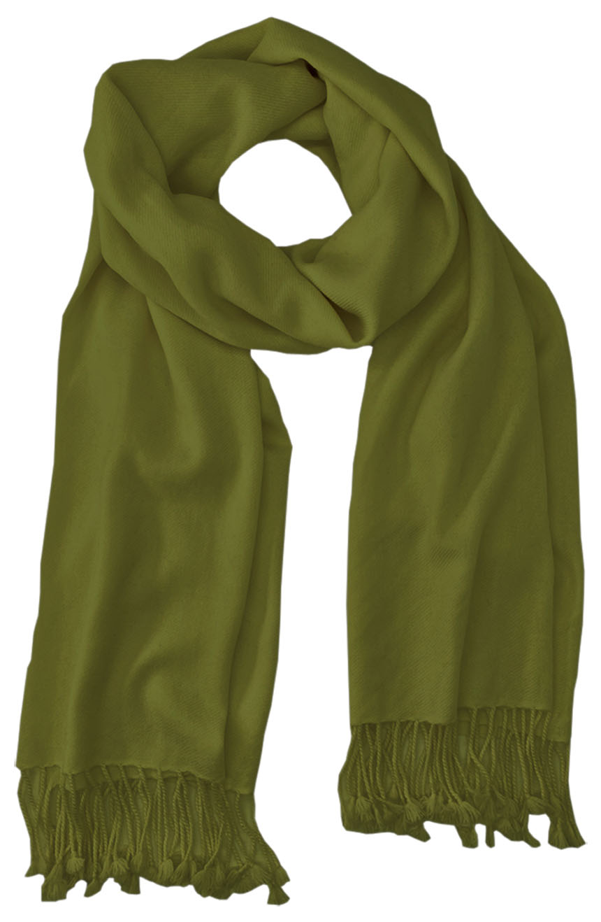 Costa del Sol green cashmere pashmina and silk-blend full-size shawl in single-ply twill weave with 3 inches tassel. 
