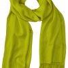 Pistachio cashmere pashmina and silk blend full-size shawl in single-ply twill weave with 3 inches tassel.