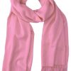 Pastel Pink cashmere pashmina and silk blend full-size shawl in single-ply twill weave with 3 inches tassel.