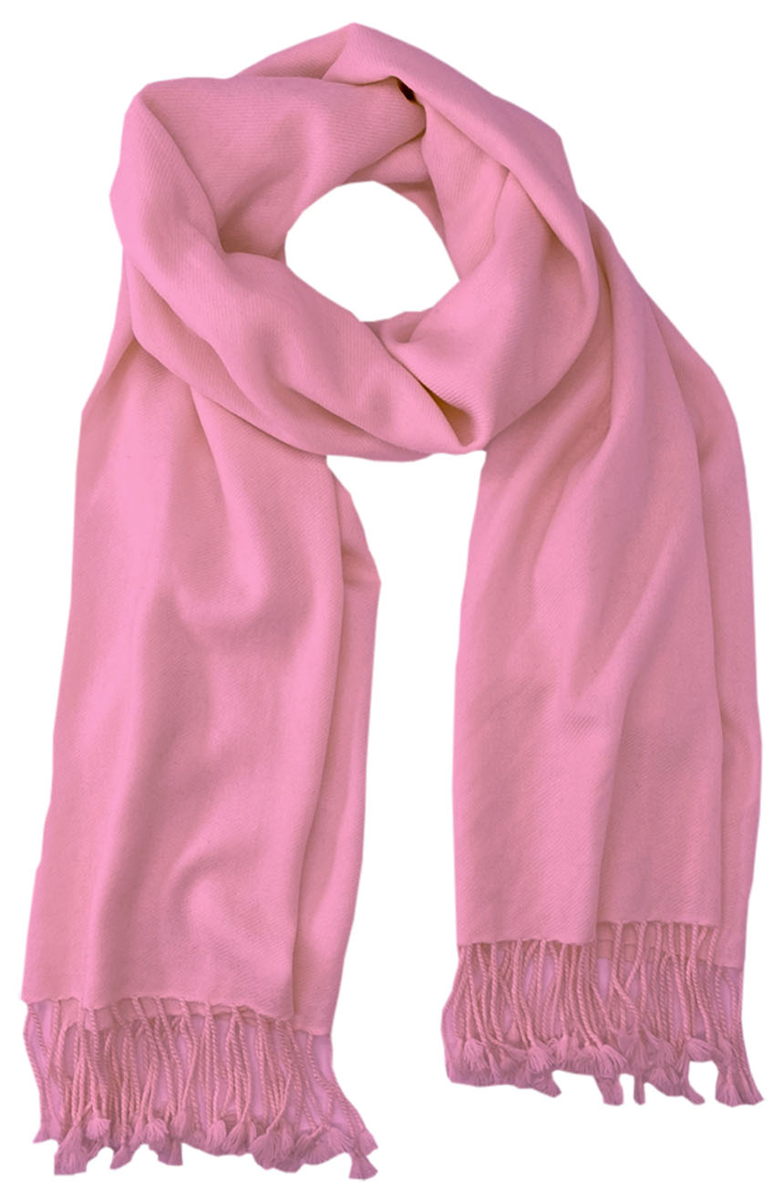 Pastel Pink cashmere pashmina and silk blend full-size shawl in single-ply twill weave with 3 inches tassel. 
