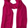 Royal Pink cashmere pashmina and silk blend full-size shawl in single-ply twill weave with 3 inches tassel.