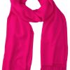 Hot Pink cashmere pashmina and silk blend full-size shawl in single-ply twill weave with 3 inches tassel.