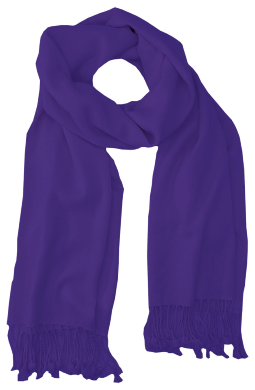 Purple cashmere pashmina and silk blend full-size shawl in single-ply twill weave with 3 inches tassel. 