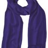 Deep Purple cashmere pashmina and silk blend full-size shawl in single-ply twill weave with 3 inches tassel.