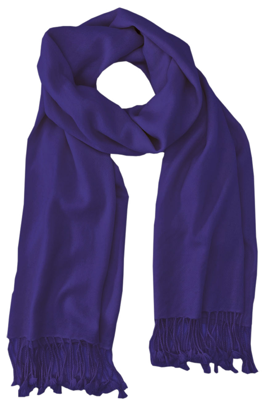 Deep Purple cashmere pashmina and silk blend full-size shawl in single-ply twill weave with 3 inches tassel. 