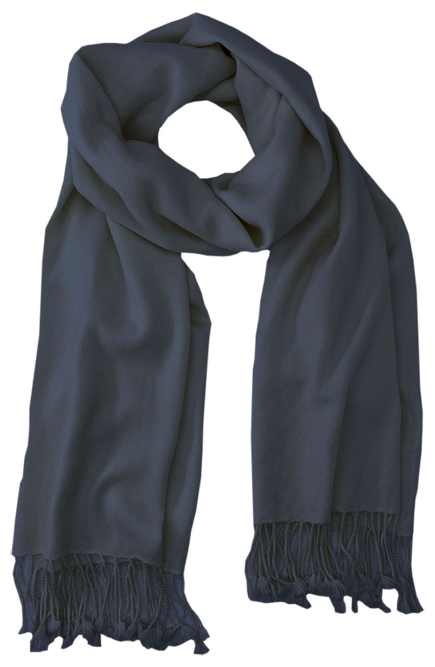Rhino grey cashmere pashmina and silk-blend full-size shawl in single-ply twill weave with 3 inches tassel. 