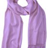 Lavender cashmere pashmina and silk blend full-size shawl in single-ply twill weave with 3 inches tassel.