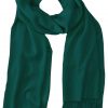 Green Teal cashmere pashmina and silk blend full-size shawl in single-ply twill weave with 3 inches tassel.