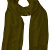 Dark Olive cashmere pashmina and silk blend full-size shawl in single-ply twill weave with 3 inches tassel.