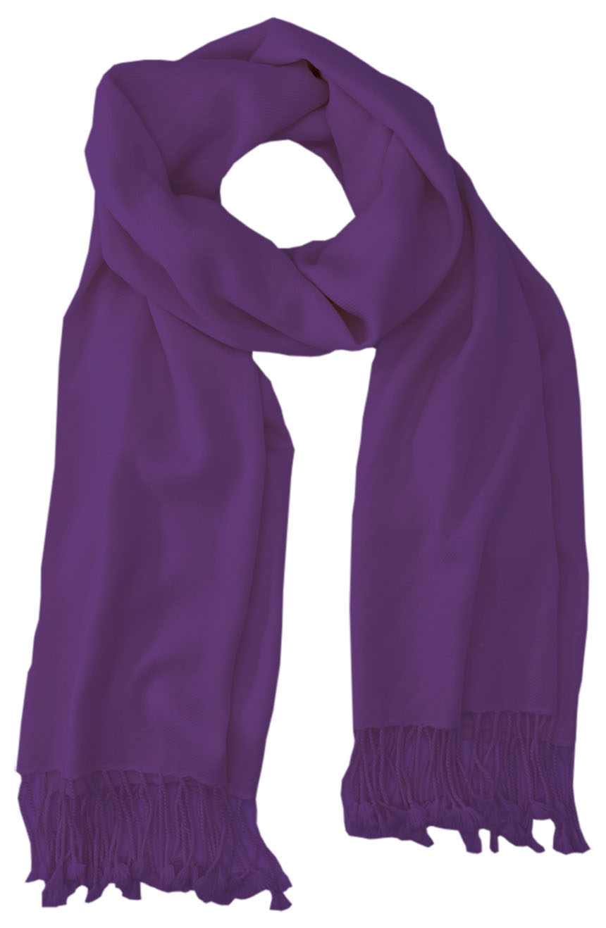 Aubergine cashmere pashmina and silk blend full-size shawl in single-ply twill weave with 3 inches tassel. 