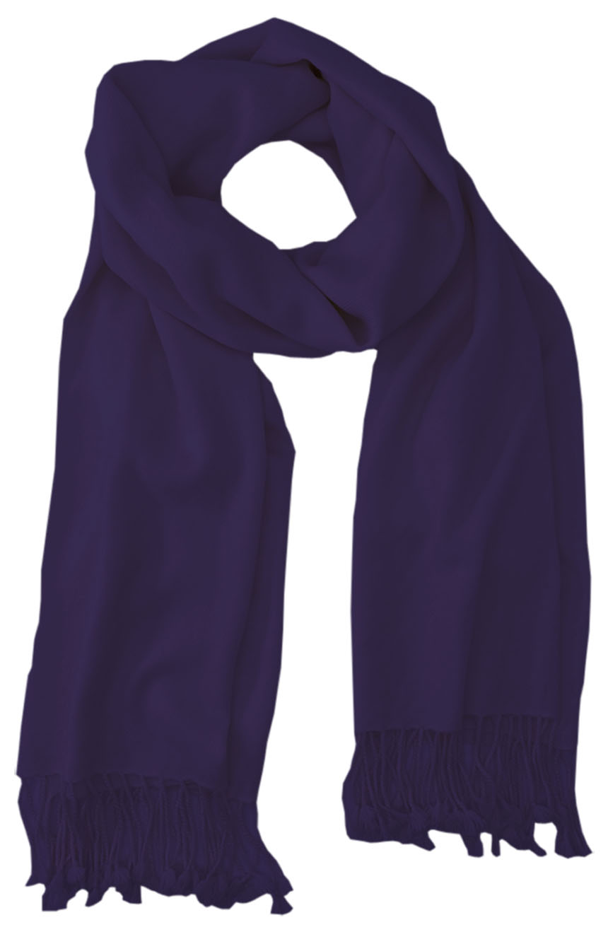 Royal Purple cashmere pashmina and silk blend full-size shawl in single-ply twill weave with 3 inches tassel. 