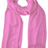 Persian Pink cashmere pashmina and silk blend full-size shawl in single-ply twill weave with 3 inches tassel.