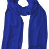 Persian Blue cashmere pashmina and silk blend full-size shawl in single-ply twill weave with 3 inches tassel.
