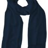 Dark Blue cashmere pashmina and silk blend full-size shawl in single-ply twill weave with 3 inches tassel.