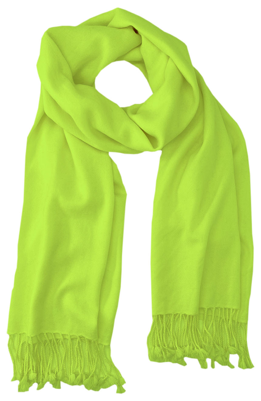 Chartreuse green cashmere pashmina and silk-blend full-size shawl in single-ply twill weave with 3 inches tassel. 