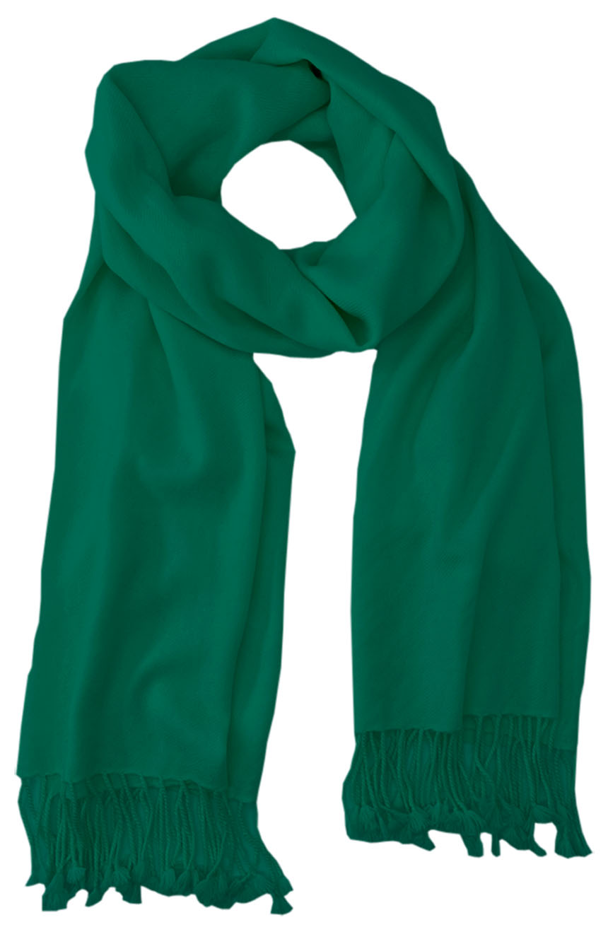 Algae green cashmere pashmina and silk blend full-size shawl in single-ply twill weave with 3 inches tassel. 