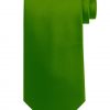 Mens handmade satin silk necktie in solid green color.