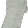 Mens fashion suit pants tailored fit in pure silver silk front view.