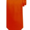 Mens handmade satin silk necktie in solid orange color.