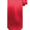 Mens handmade satin silk necktie in solid red color.