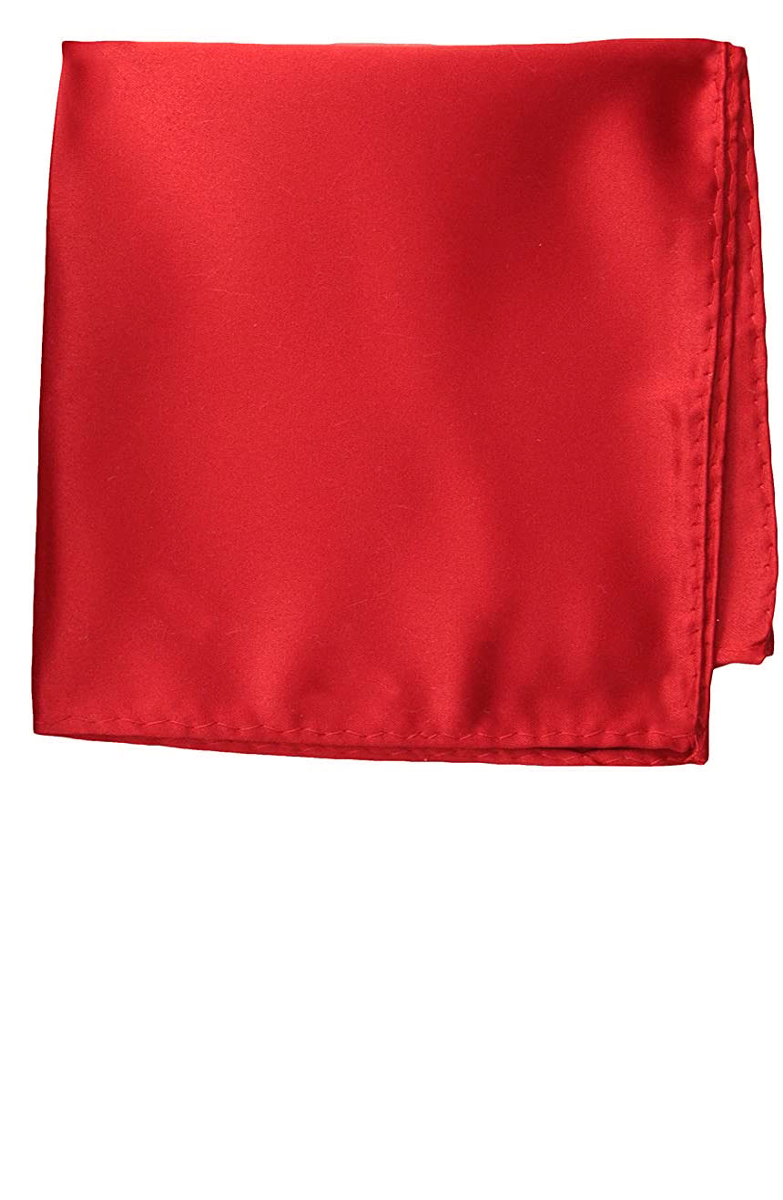 Custom silk pocket squares handmade in solid red color satin silk.