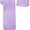 Mens silk tie and pocket square set in lilac color.