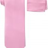 Mens silk tie and pocket square set pink.