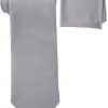Mens silk tie and pocket square set silver.