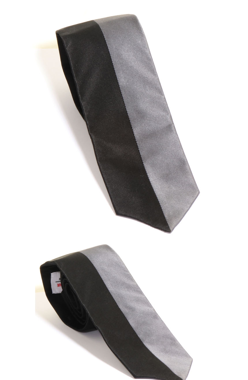 Two face silk neckties handmade in solid black and grey color satin silk.