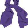 Mens 100% cashmere scarf in light purple, single-ply with 1-inch eyelash fringe.