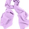 Mens 100% cashmere scarf in lavender, single-ply with 1-inch eyelash fringe.