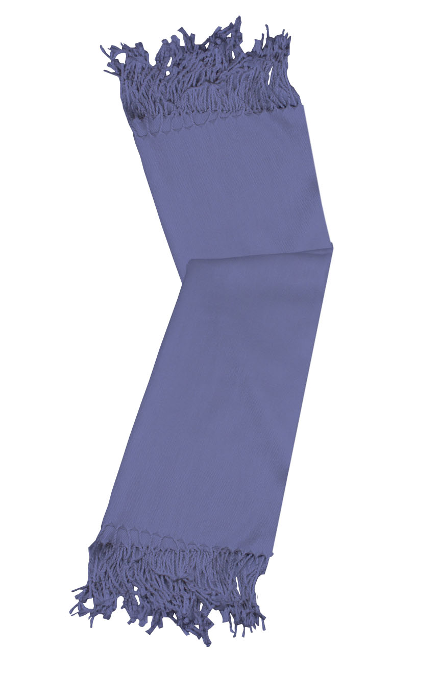 Aniline Blue cashmere pashmina and silk-blend scarf in single-ply twill weave with 3 inches tassel.