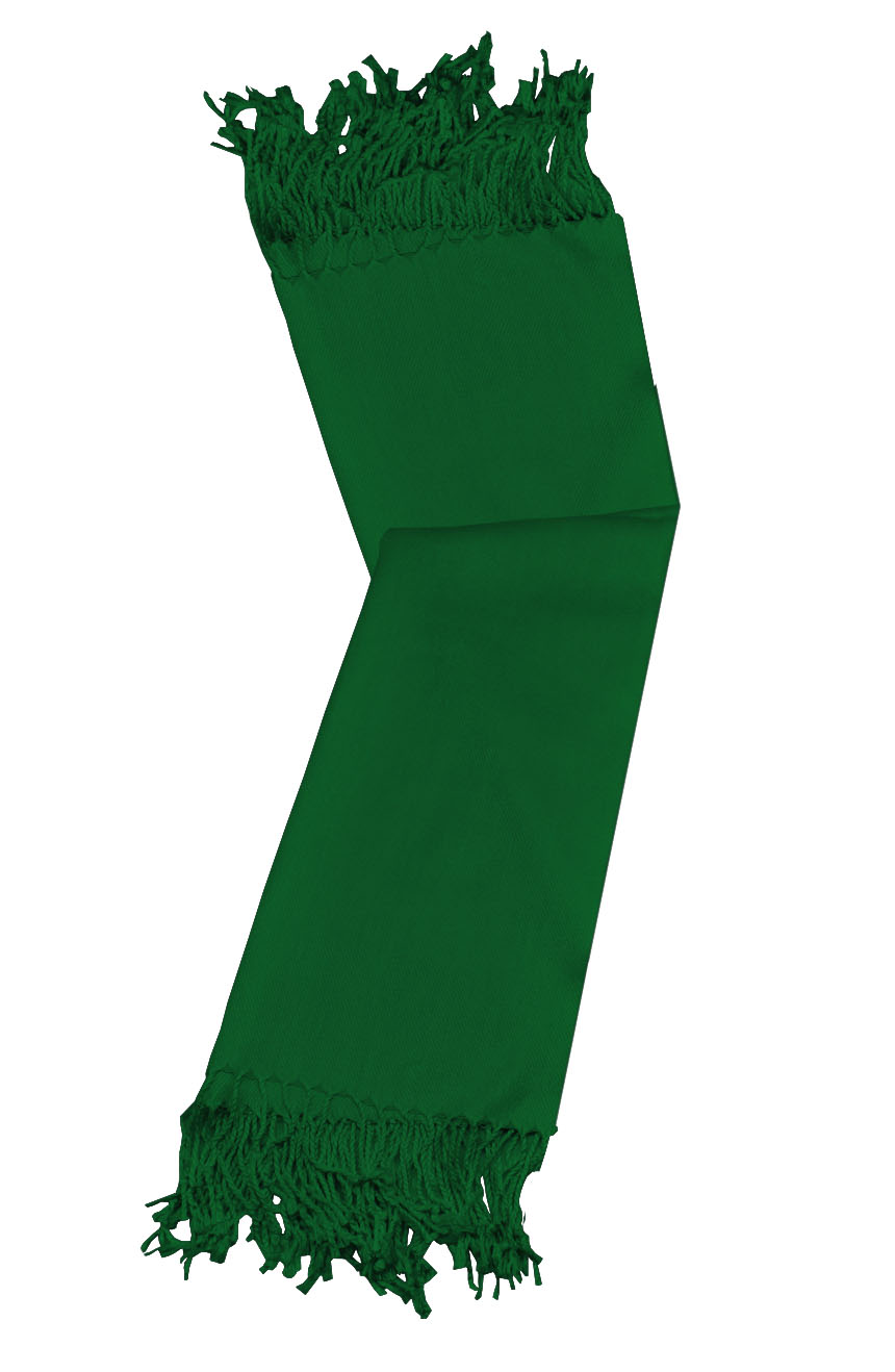 Hunter Green cashmere pashmina and silk-blend scarf in single-ply twill weave with 3 inches tassel.