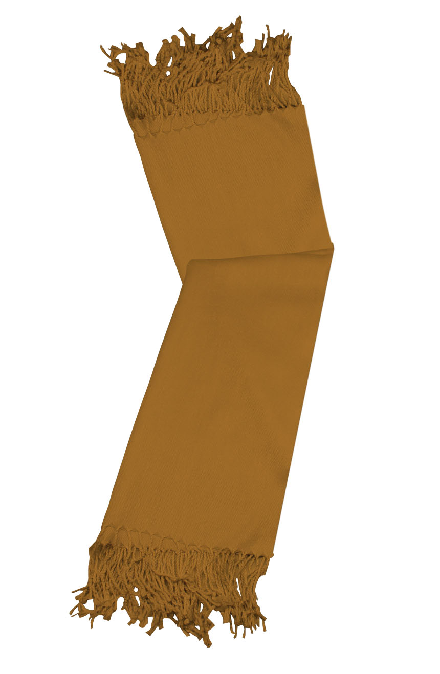 Golden Brown cashmere pashmina and silk-blend scarf in single-ply twill weave with 3 inches tassel.