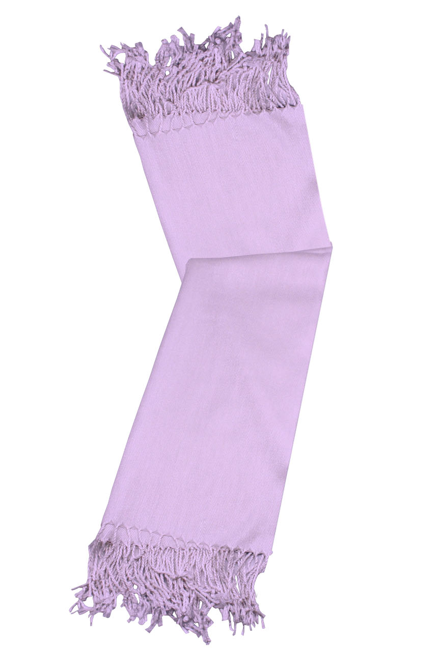 Lilac cashmere pashmina and silk-blend scarf in single-ply twill weave with 3 inches tassel.