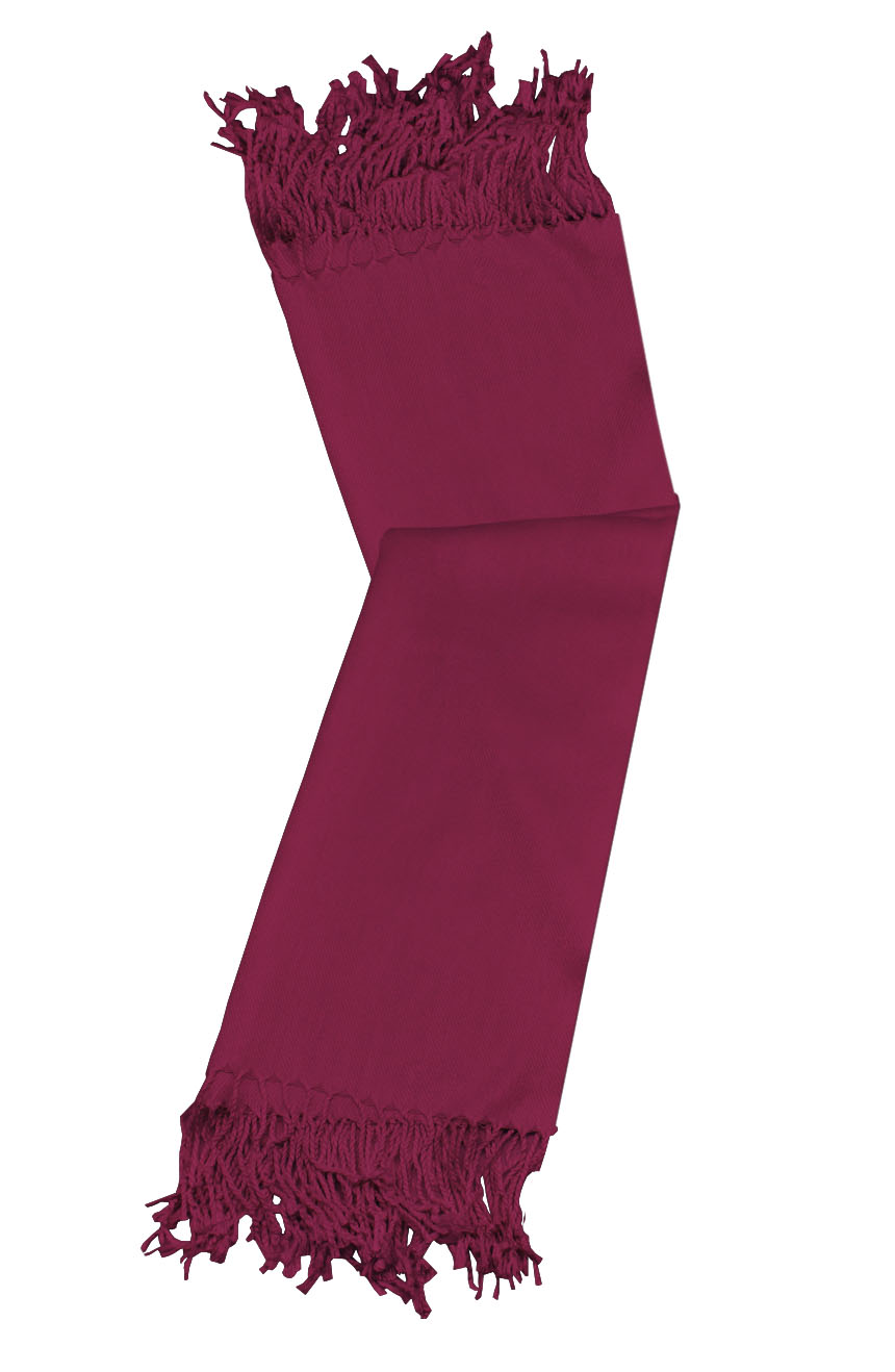 Tyrian Purple cashmere pashmina and silk-blend scarf in single-ply twill weave with 3 inches tassel.