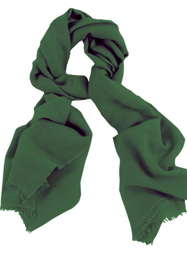 Cashmere wrap scarf womens in 100% cashmere forest green color, beneficial as a wedding wrap, travel wrap scarf, or a winter scarf.