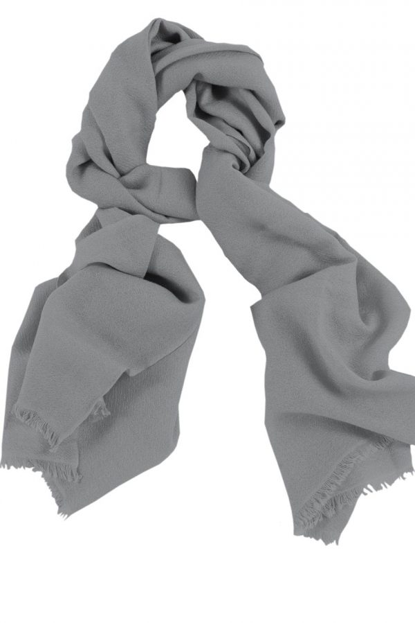 Cashmere wrap scarf womens in 100% cashmere silver grey color, beneficial as a wedding wrap, travel wrap scarf, or a winter scarf.
