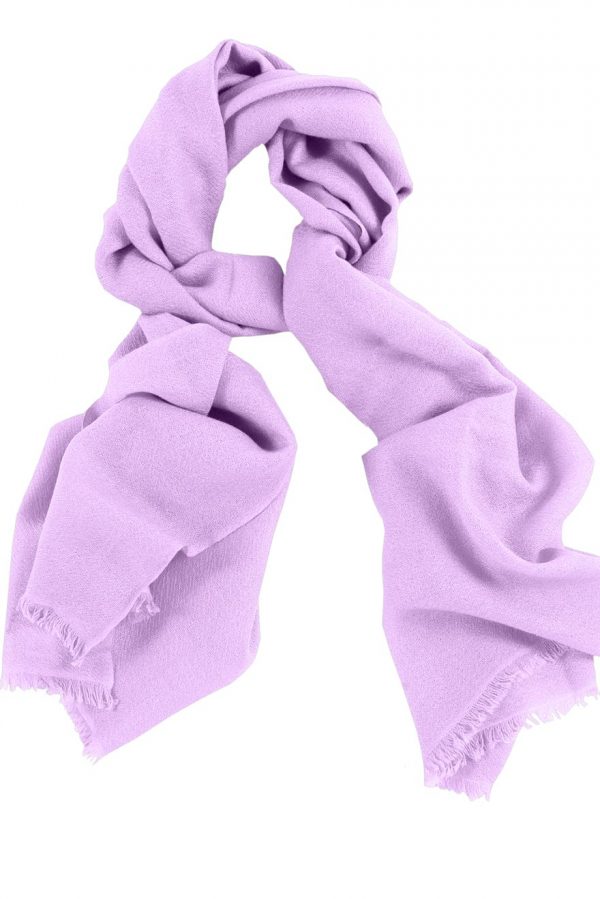 Cashmere wrap scarf womens in 100% cashmere lavender color, beneficial as a wedding wrap, travel wrap scarf, or a winter scarf.